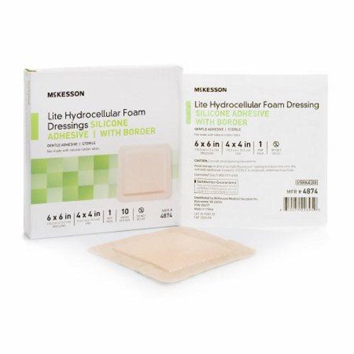 McKesson McKesson Lite Hydrocellular Silicone Foam Adhesive Dressing 6x6 Inch Medical Supplies