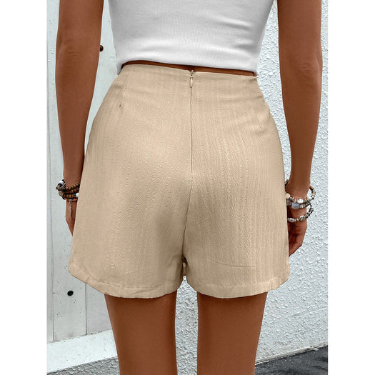 Pocketed High Waist Shorts with Zip