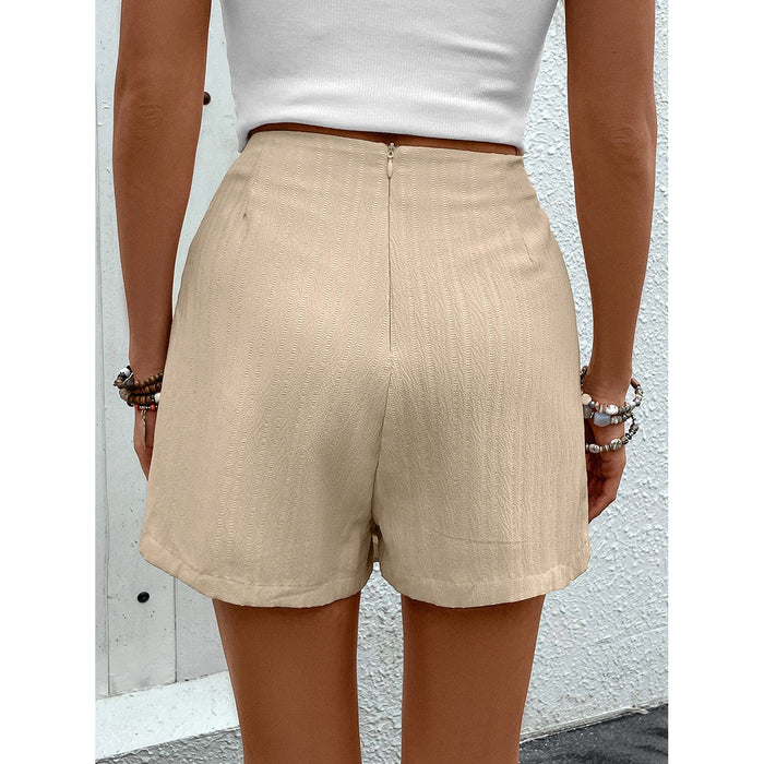 Pocketed High Waist Shorts with Zip