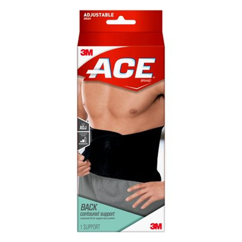 ACE ACE Contoured Back Support, One Size Adjustable, Black Supports & Braces