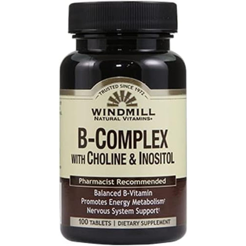 Windmill Windmill® B-Complex with Choline & Inositol – 100 Tablets Vitamins & Supplements