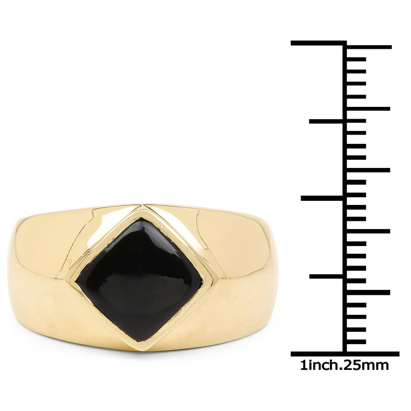 Bids.com 14K Yellow Gold Plated 2.00 Carat Genuine Black Onyx .925 Sterling Silver Ring Rings