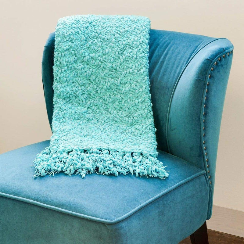 TRP TRP 1 Piece Casual Transitional Popcorn Style Pool Blue Throw Blanket Microfiber Acrylic Victorian Classic Textured Woven Throw Blanket All Season Comfy Bedding Couch Sofa & Bed Blanket Blankets