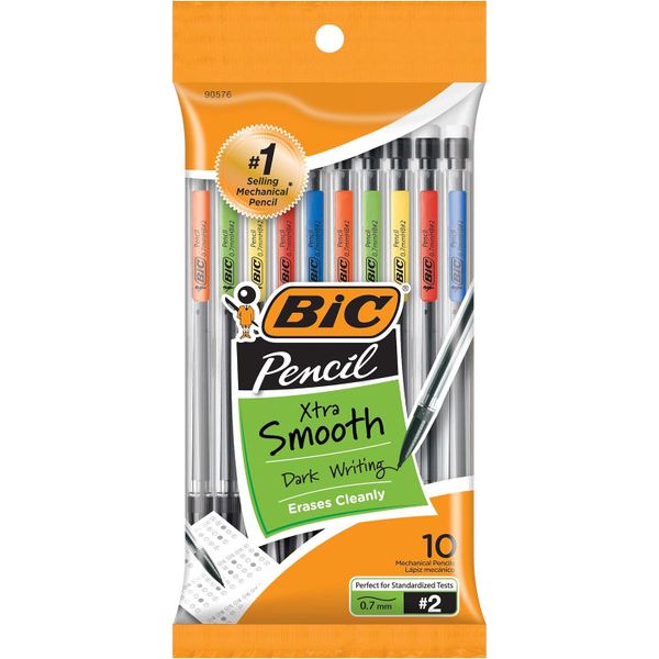 BIC BIC Xtra-Smooth Mechanical Pencils With Erasers, Medium Point 10 Count Per Pack Office Supplies