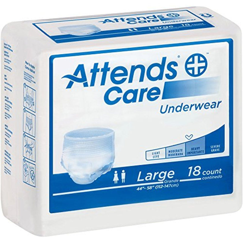 Attends Attends Care Underwear - Heavy Absorbency, Large (72 Count / 4 Packs of 18) Incontinence Aids