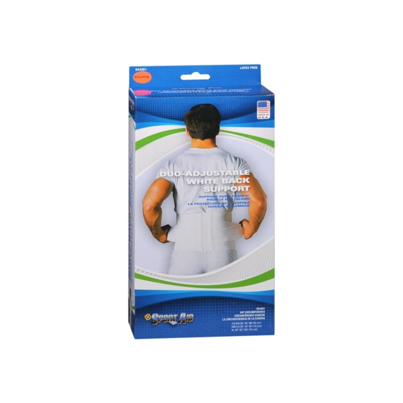 Sport Aid Sport Aid Duo-Adjustable Back Support – White (M/L) Back & Lumbar Support Cushions