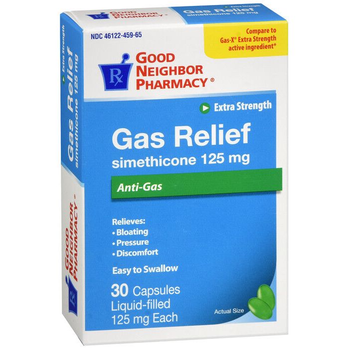 0 GAS RELIEF Antigas, Extra Strength, 125 Mg, 30 Softgels X 6 (SIMETHICONE) Royal Blue