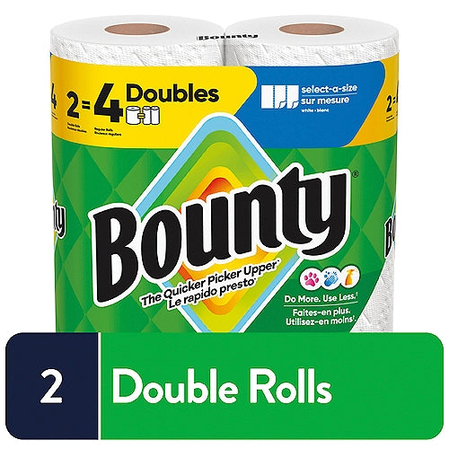 Bounty Bounty Select-A-Size Paper Towels, White, 2 Double Rolls (Equal to 4 Regular Rolls) Paper Towels White Smoke
