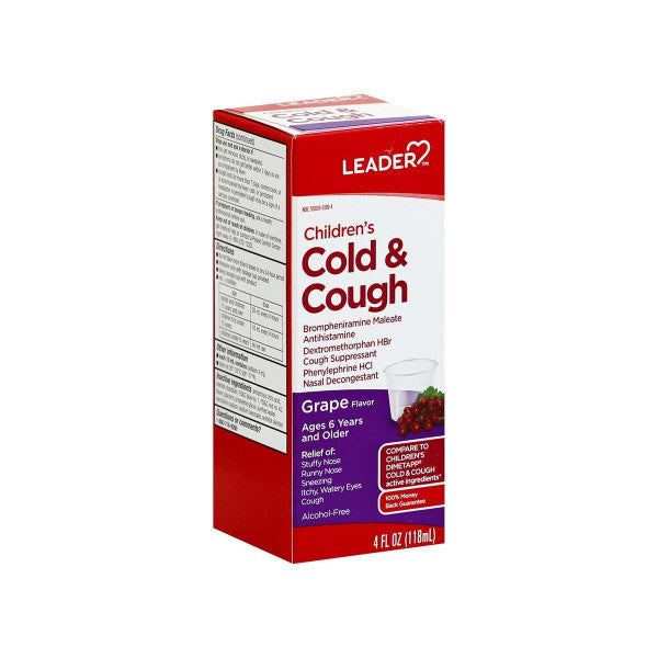 Leader Leader Children's Liquid Cold & Cough Grape - 4 Fl Oz Medicine Cabinets