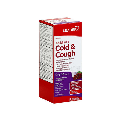 Leader Leader Children's Liquid Cold & Cough Grape - 4 Fl Oz Medicine Cabinets White Smoke