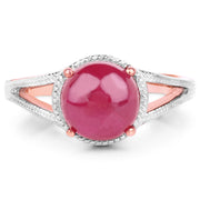 Bids.com 14K Rose Gold Plated 5.05 Carat Glass Filled Ruby .925 Sterling Silver Ring Rings