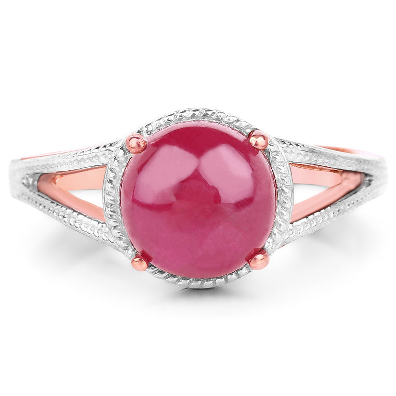 Bids.com 14K Rose Gold Plated 5.05 Carat Glass Filled Ruby .925 Sterling Silver Ring Rings