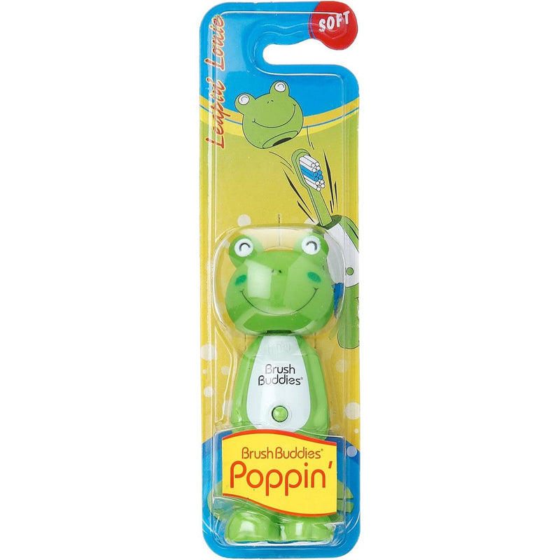 Brush Buddies Brush Buddies Poppin' Leapin Louie Frog Toothbrush - Soft Toothbrushes Dark Khaki
