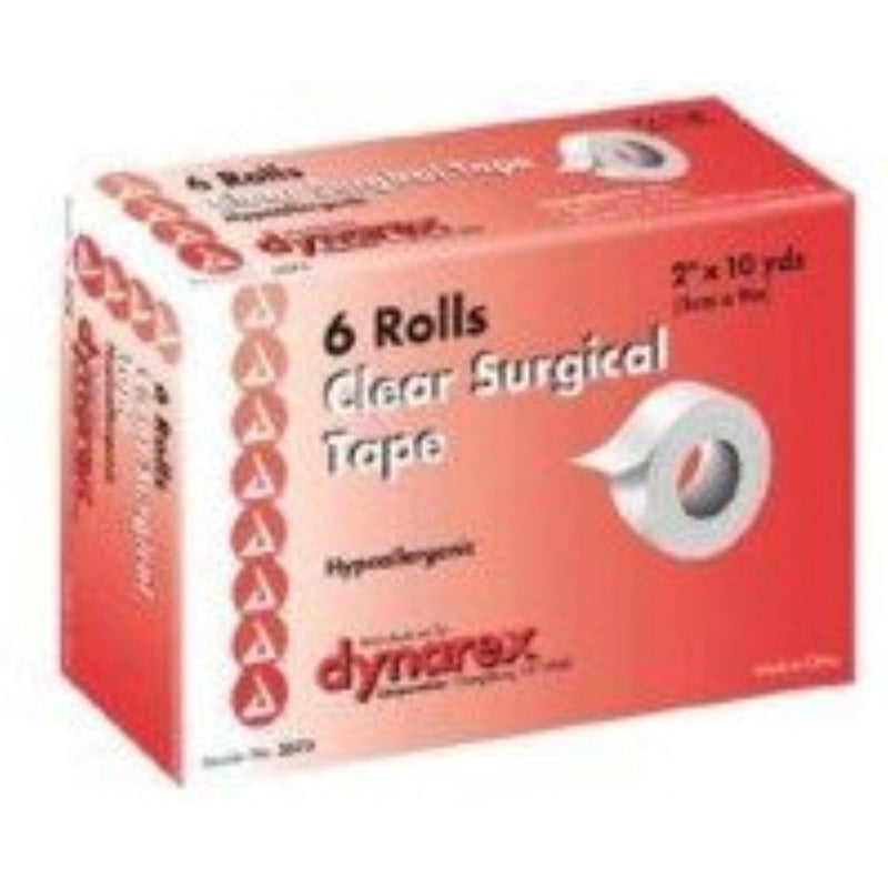 Dynarex Dynarex Transparent Surgical Tape 2"X10YD 6 Rolls Medical Supplies White Smoke
