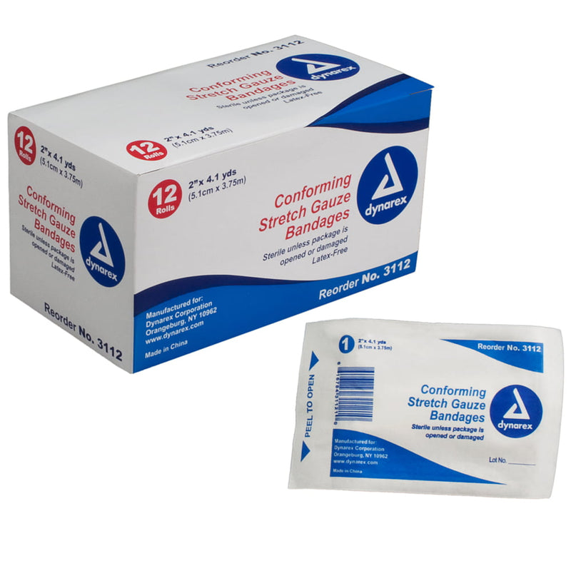 Dynarex Dynarex® Sterile Stretch Gauze Bandage – 2" Roll First Aid