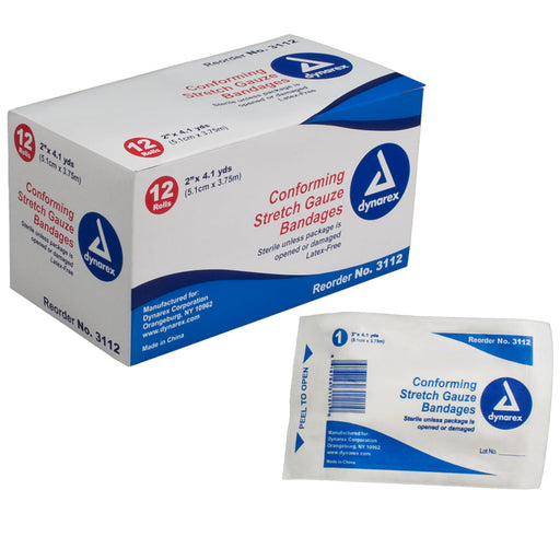 Dynarex Dynarex® Sterile Stretch Gauze Bandage – 2" Roll First Aid