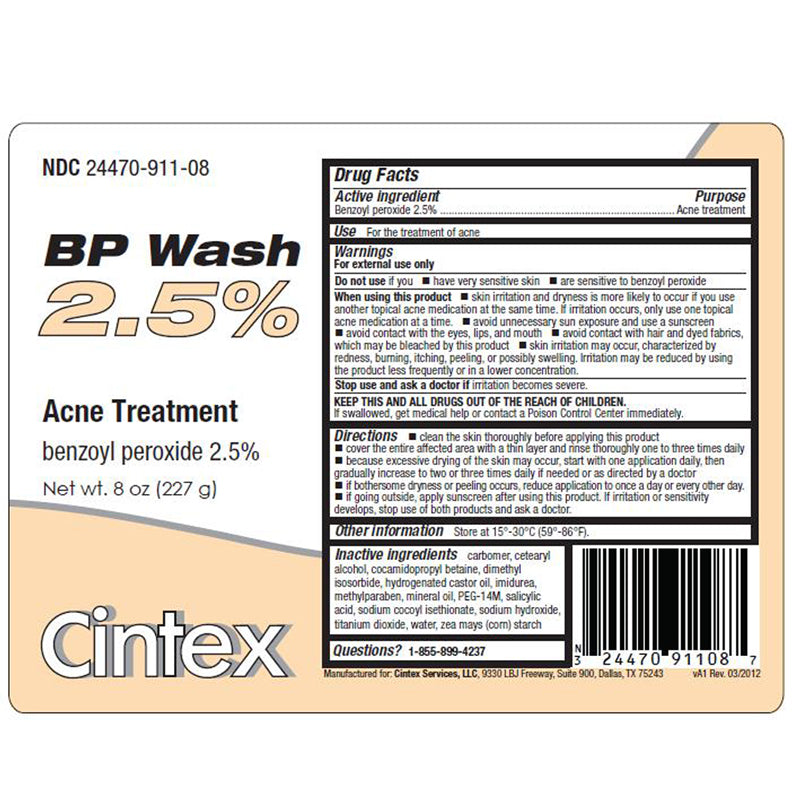 Cintex Cintex Benzoyl Peroxide 2.5% Acne Face Wash 8 Oz (Rx) Body Wash