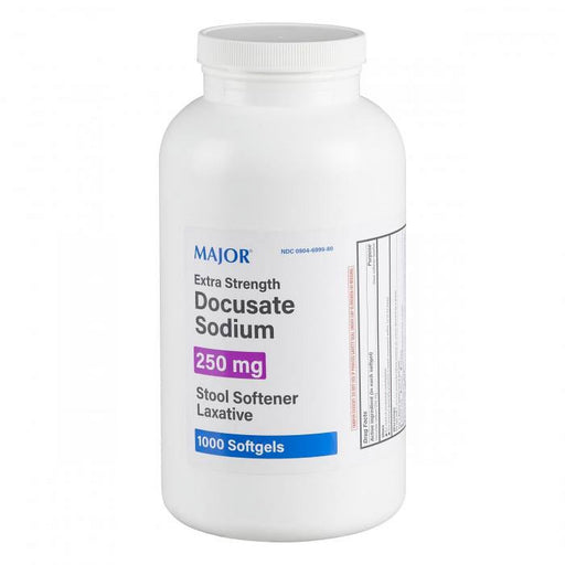Major Major Stool Softener 250 mg (Docusate Sodium) - Extra Strength Relief, 1000 Softgels Medicine & Drugs
