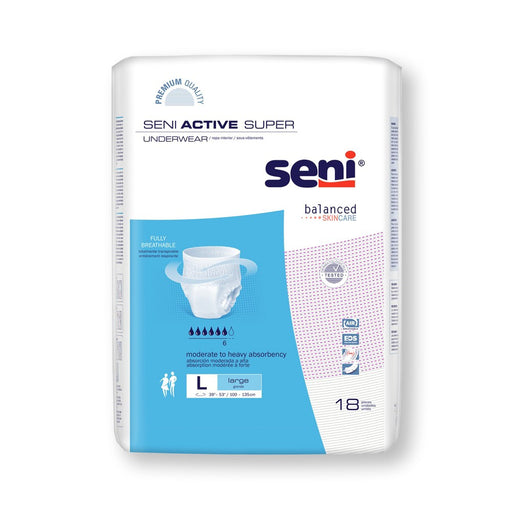 Seni Seni Active Super Disposable Underwear Pull On With Tear Away Seams Large, S-LA18-AS1, Moderate To Heavy Underwear