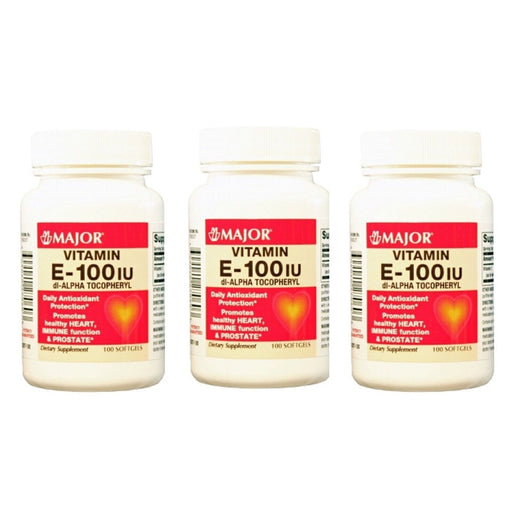 0 Major Vitamin E-100 IU 100 Sofgels * 3 Pack Vitamins & Supplements
