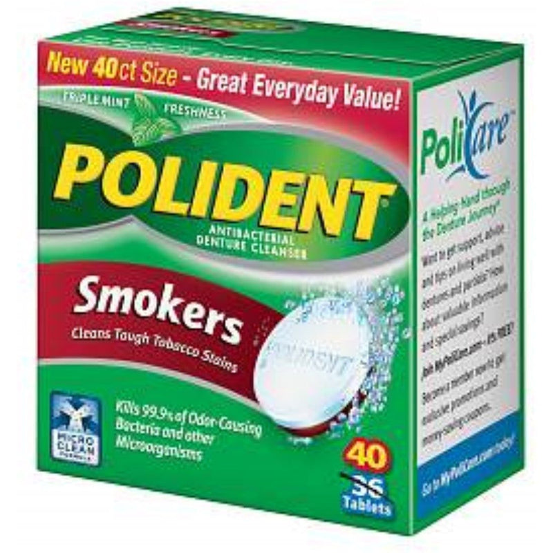 Polident Polident Antibacterial Denture Cleanser, Triple Mint Freshness, Smokers, Tablets Dentures