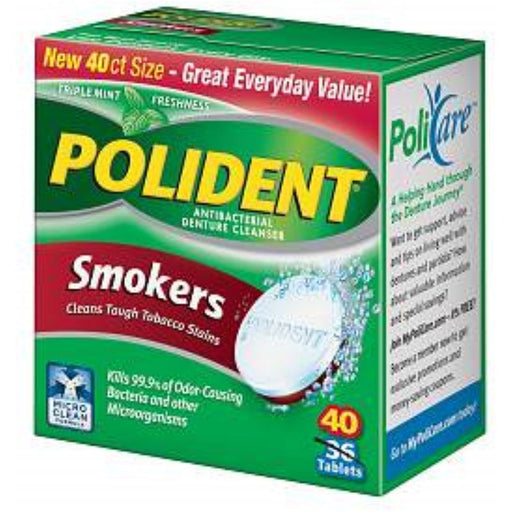 Polident Polident Antibacterial Denture Cleanser, Triple Mint Freshness, Smokers, Tablets Dentures