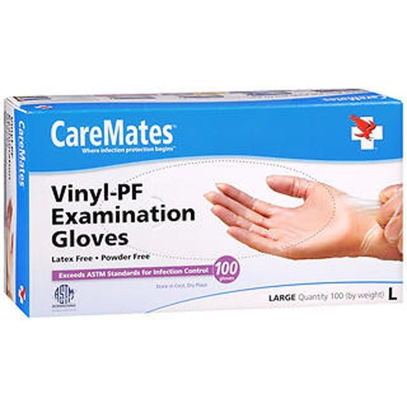 CareMates CareMates Vinyl Exam Gloves, Large, 100 Count – Latex-Free & Powder-Free Medical Grade Disposable Gloves White Smoke