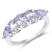 Bids.com 2.33 Carat Genuine Tanzanite .925 Sterling Silver Ring Rings