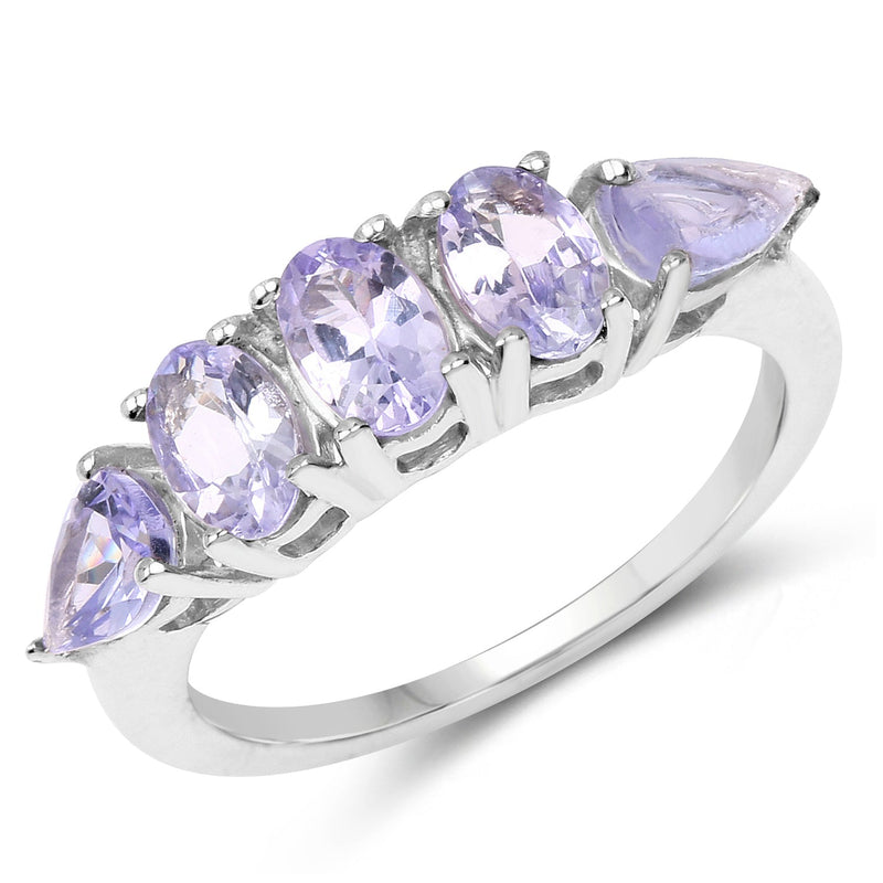 Bids.com 2.33 Carat Genuine Tanzanite .925 Sterling Silver Ring Rings