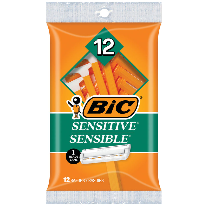 BiC BIC Sensitive Single Blade Disposable Razors - 12 Count - Ideal for Sensitive Skin Shaving & Grooming
