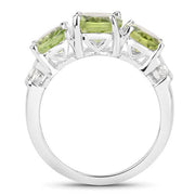 Bids.com 4.14 Carat Genuine Peridot and White Topaz .925 Sterling Silver Ring Rings