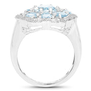 Bids.com 6.64 Carat Genuine Blue Topaz .925 Sterling Silver Ring Rings