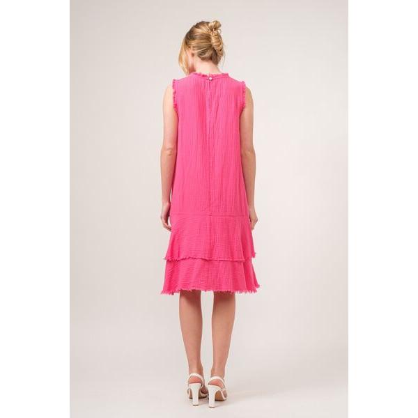 And The Why Washed Fringe Detail Tiered Dress