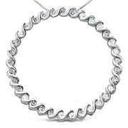 Bids.com .925 Sterling Silver 3/4 Cttw Round Diamond Spiral Curved Circle Pendant 18" Necklace (I-J Color, I3 Clarity) Necklaces