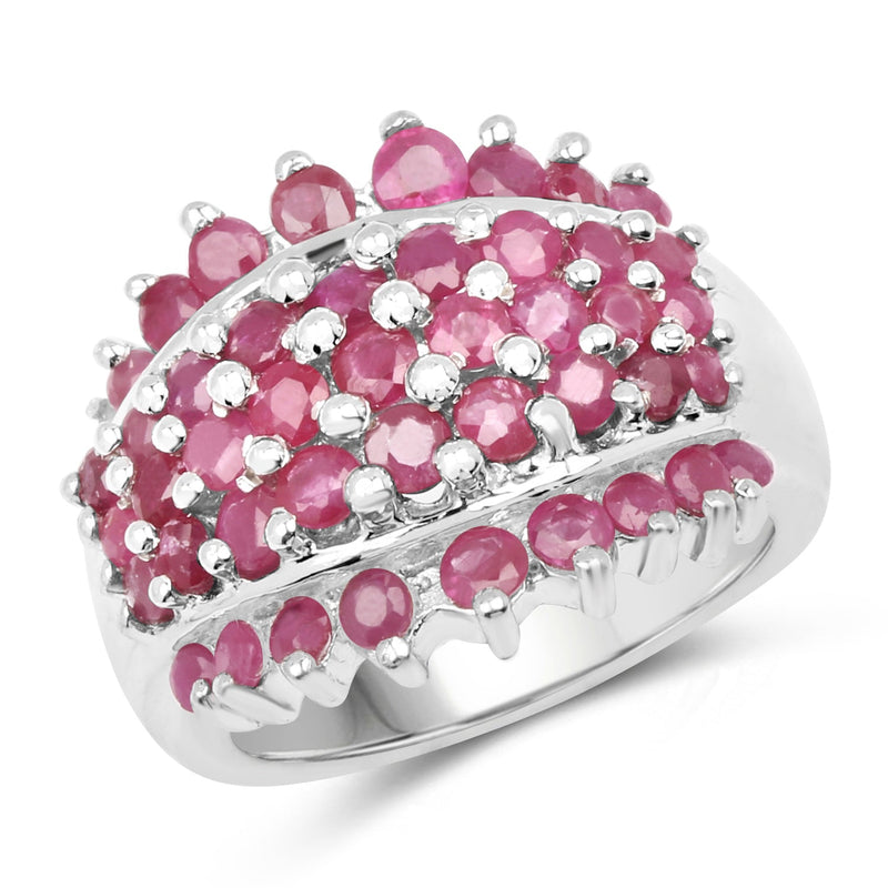 Bids.com 2.70 Carat Genuine Ruby .925 Sterling Silver Ring Rings