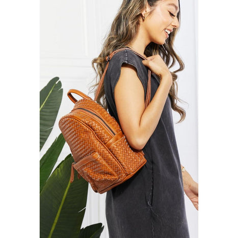 Shomico Certainly Chic Faux Leather Woven Backpack