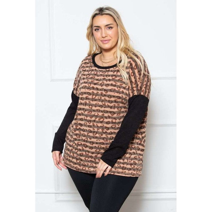 STRIPED ANIMAL PRINT LONG SLEEVE