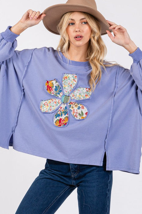 Flower Patch Dropped Shoulder Oversize Top