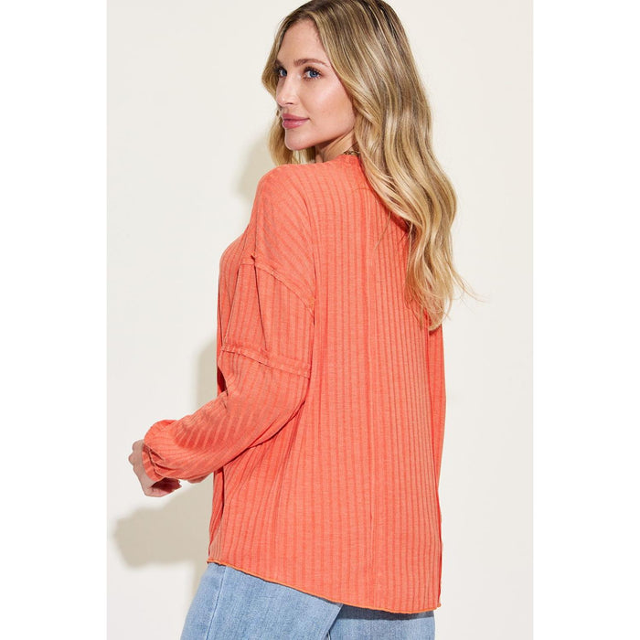 Basic Bae Ribbed Round Neck Long Sleeve T-Shirt