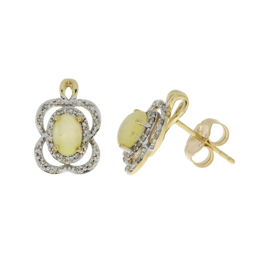 Bids.com .17ct Opal Diamond Earrings 14KT Yellow Gold Earrings
