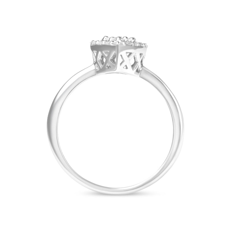 Bids.com 10K White Gold 3/8 Cttw Round-Cut Lab Grown Diamond Cluster Pear Promise Ring (G-H Color, VS2-SI1 Clarity) - Size 7 Rings