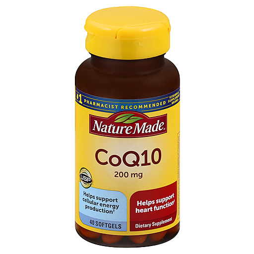 Nature Made Nature Made CoQ10 200mg, Heart Health Support Supplement, 40 Count Bonus Pack (30+10 Free) Vitamins & Supplements Black