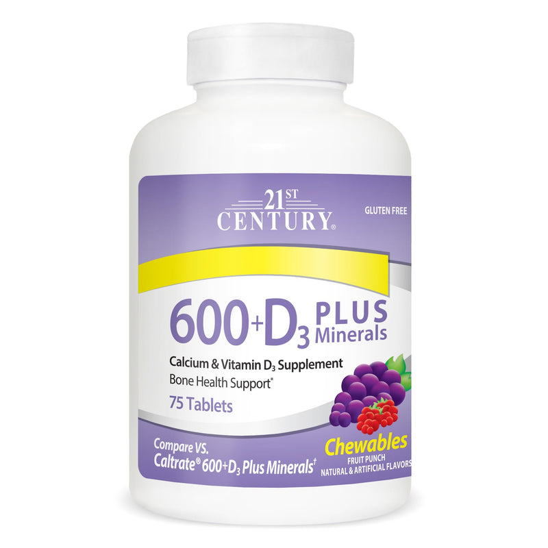 21st Century 21st Century Calcium 600 Mg +D Plus Minerals Chewable Tablets Fruit Punch Vitamins & Supplements