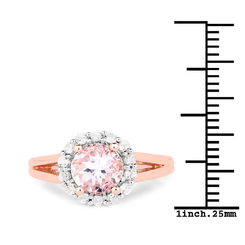 Bids.com 2.25 Carat Genuine Kunzite and White Topaz .925 Sterling Silver Ring Rings