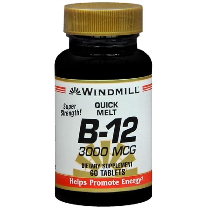 Windmill Windmill® Vitamin B-12 3000 mcg – High Potency Quick Melt Tablets Vitamins & Supplements