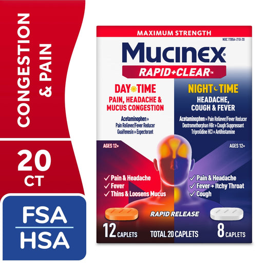 Mucinex Mucinex Rapid +Clear  Day & Night Caplets 20 Ct Health & Beauty