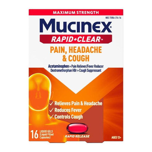 Mucinex Mucinex Rapid Clear Pain, Headache & Cough Liquid Gels Health & Beauty White Smoke