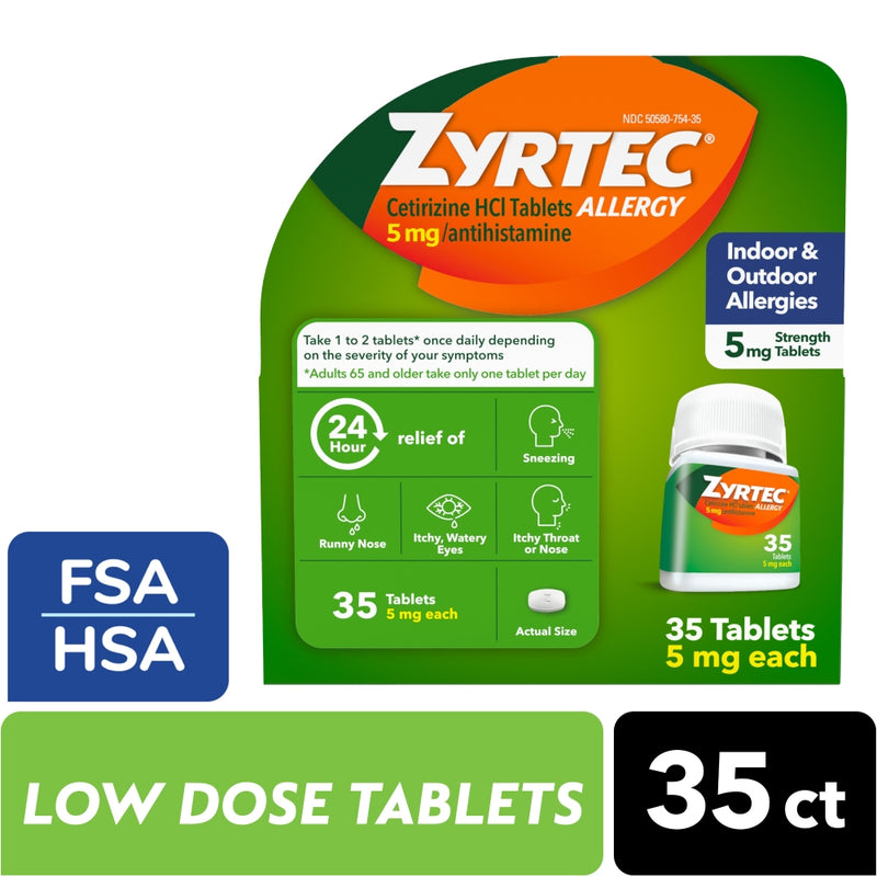 Zyrtec Zyrtec® 24 Hour Allergy Relief – 5 mg Cetirizine HCl Tablets Medicine & Drugs White Smoke