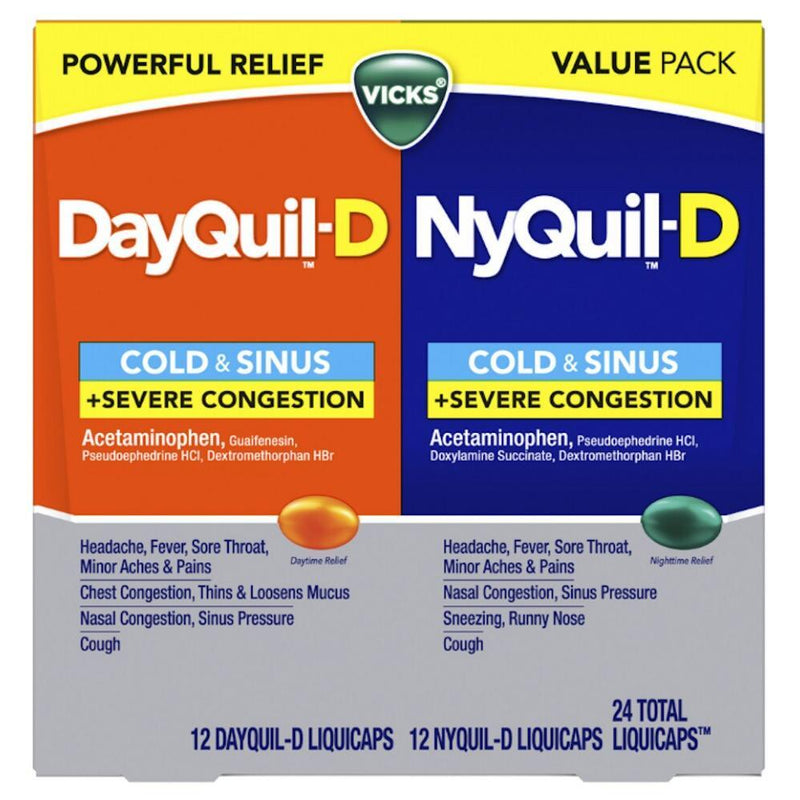 Vicks Vicks Dayquil-D & NyQuil-D Liquicaps Twin Pack Health & Beauty