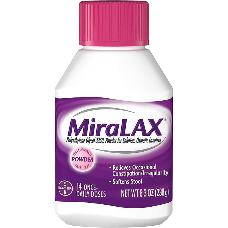 MiraLAX MiraLAX Powder Laxative Constipation Relief Unflavored 14 Doses 8.3 Oz Unflavored Gelatin